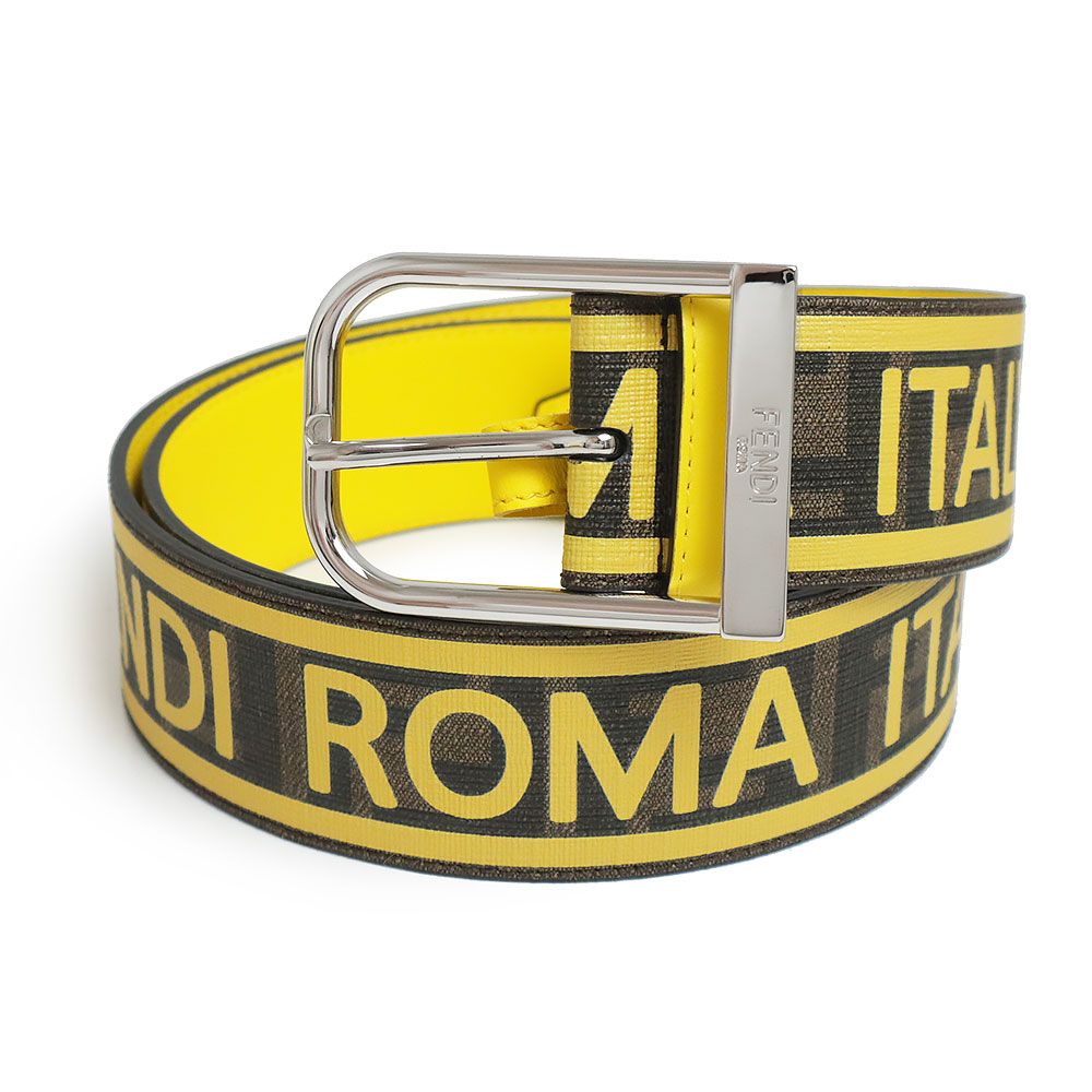 未使用☆フェンディ　FENDI　FFズッカ　レザー　ベルト フェンディ FENDI メンズ 小物 ベルト レザーベルト ロゴ バックルFF