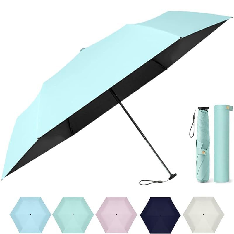【折り畳み傘 超 軽量 晴雨兼用】日傘 uvカット 100 完全 遮光 収納ポーチ付き コンパクト 超撥水 6本骨 140g 90cm 一気に三つ折り 旅行用品 折りたたみ傘 レディース 男女兼用 [Angel's Closet] (ミン