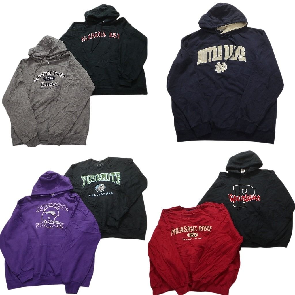 古着卸 まとめ売り カレッジ風 スウェット 7枚セット (メンズ XL ) プロチーム NFL バイキングス アラバマ州大学 中古 古着 MY2753