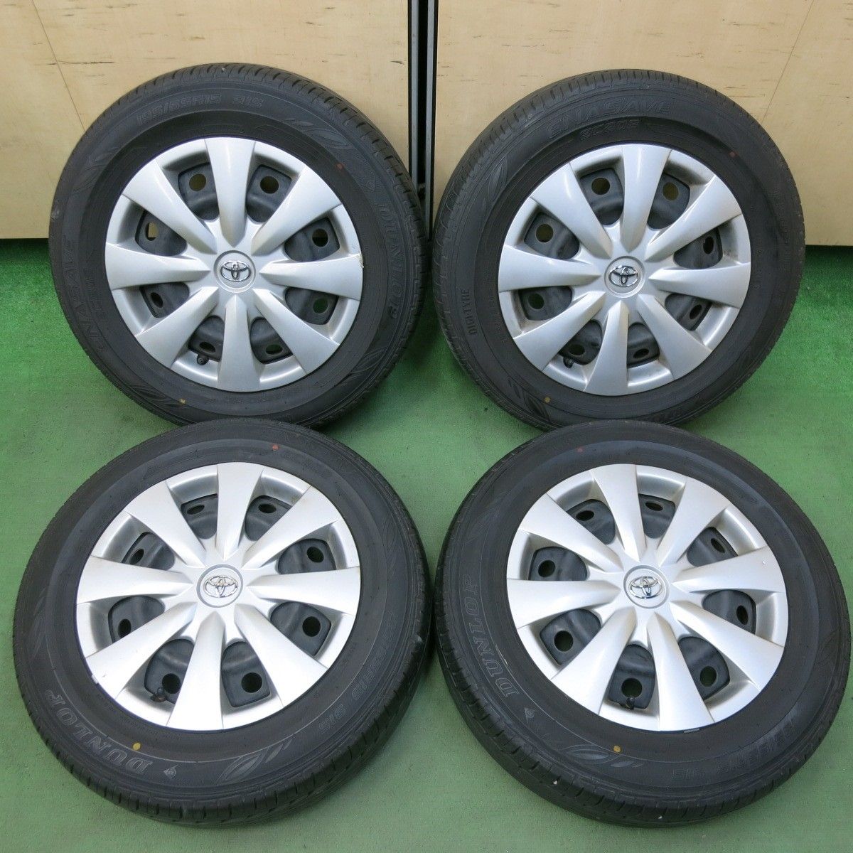 バリ溝 9.5分 トヨタ 140系 カローラ フィールダー 純正 スチール 195|65R15 ダンロップ エナセーブ EC202 15インチ PCD100|4H 5043014SYノ