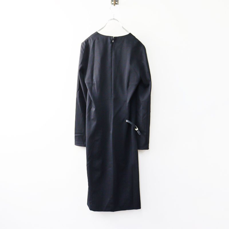 FW1998 GUCCI by TOM FORD leather use wool gabar one piece 38┃グッチ トムフォード期 ウールギャバワンピース 2400014608861