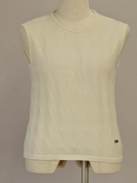 【美品】FOXEY ノースリーブフリルニット フォクシー FOXEY ノースリーブニットトップ Diamond Shape 38