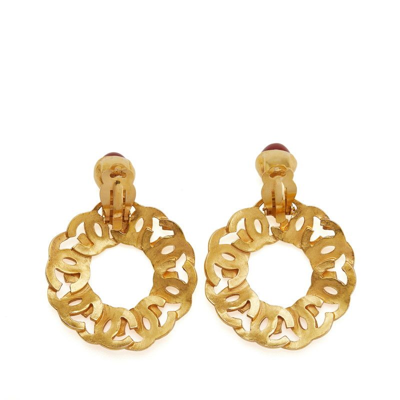 シャネル ヴィンテージ ココマーク ラウンド サークル ゴールド レッド メッキ レディース CHANEL 1-0233298