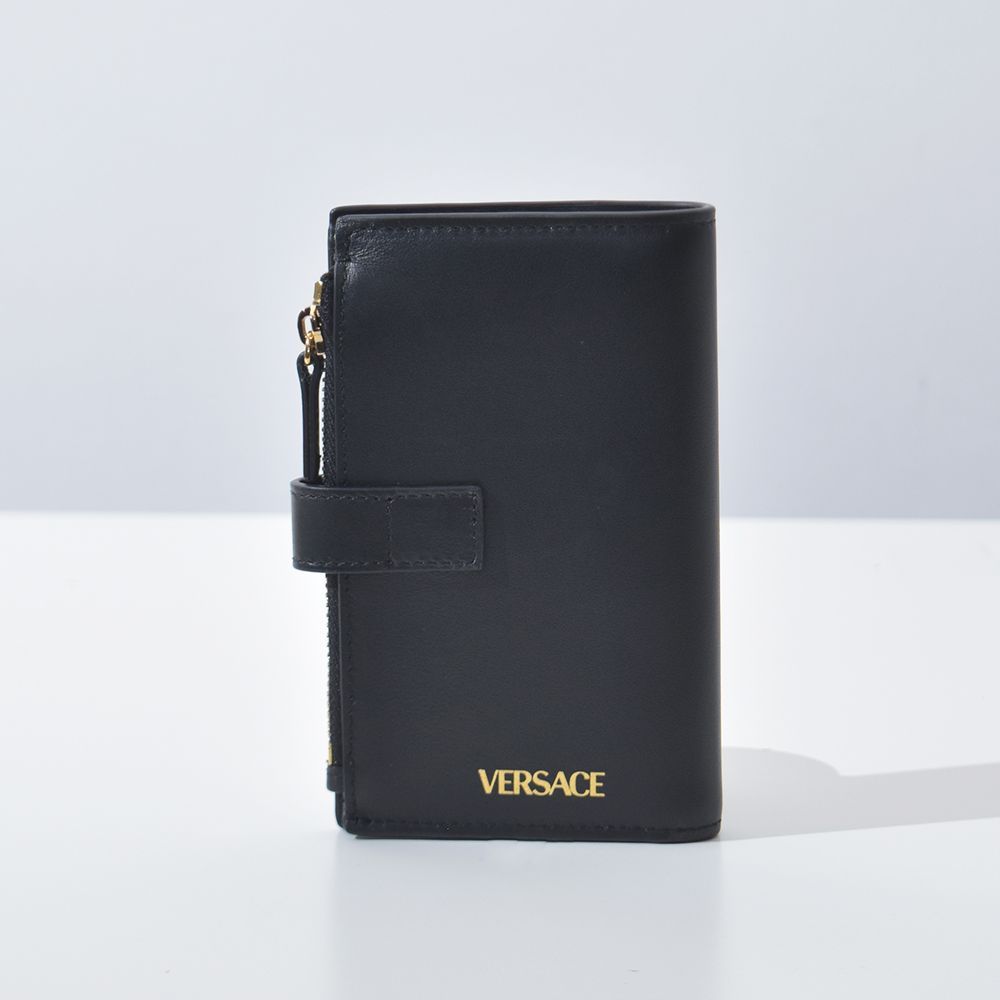 VERSACE 2つ折り財布 小銭入れ付き ロゴ有 カーフスキン メンズ VERSACE 2つ折り財布 小銭入れ付き ロゴ有 1002897 メンズ
