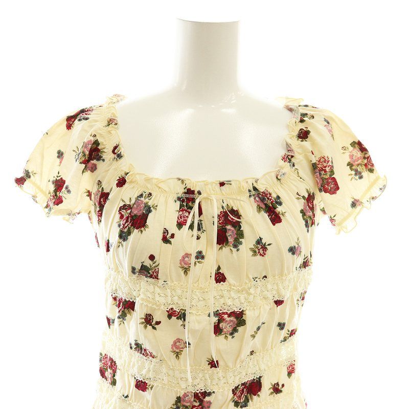 レストローズ L'EST ROSE 花柄 レース ブラウス 半袖 M