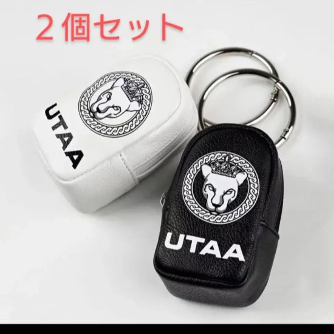 UTAA ユタ　 ゴルフ　ボールポーチ パンサー柄　ブラック＆ホワイト 2個セット