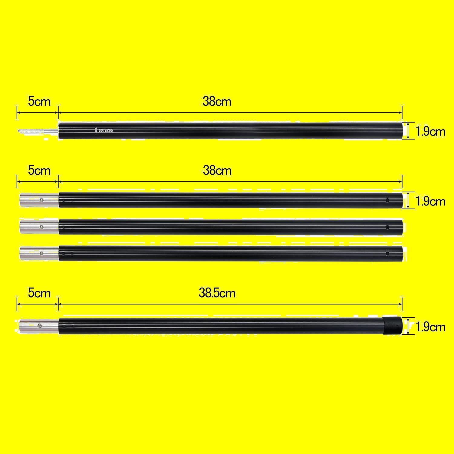 Sutekus アルミ製 テント タープ ウイング 用 アジャスタブル ポール 直径19ｍｍ 総長190cm 2本セット ナイロントップボール付 -  メルカリ