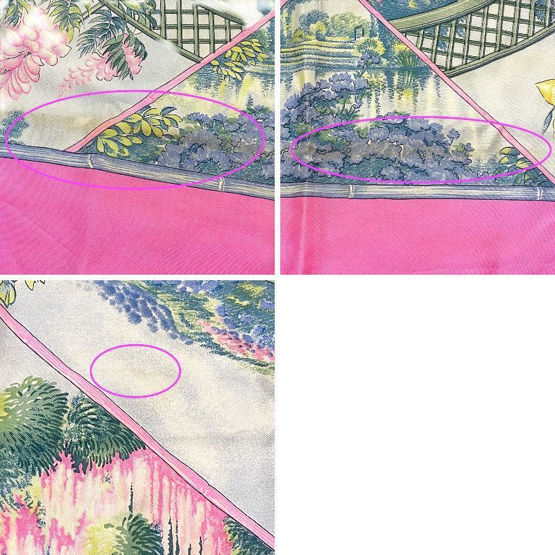 HERMES エルメス GIVERNY ジヴェルニー モネの庭 ピンク スカーフ カレ