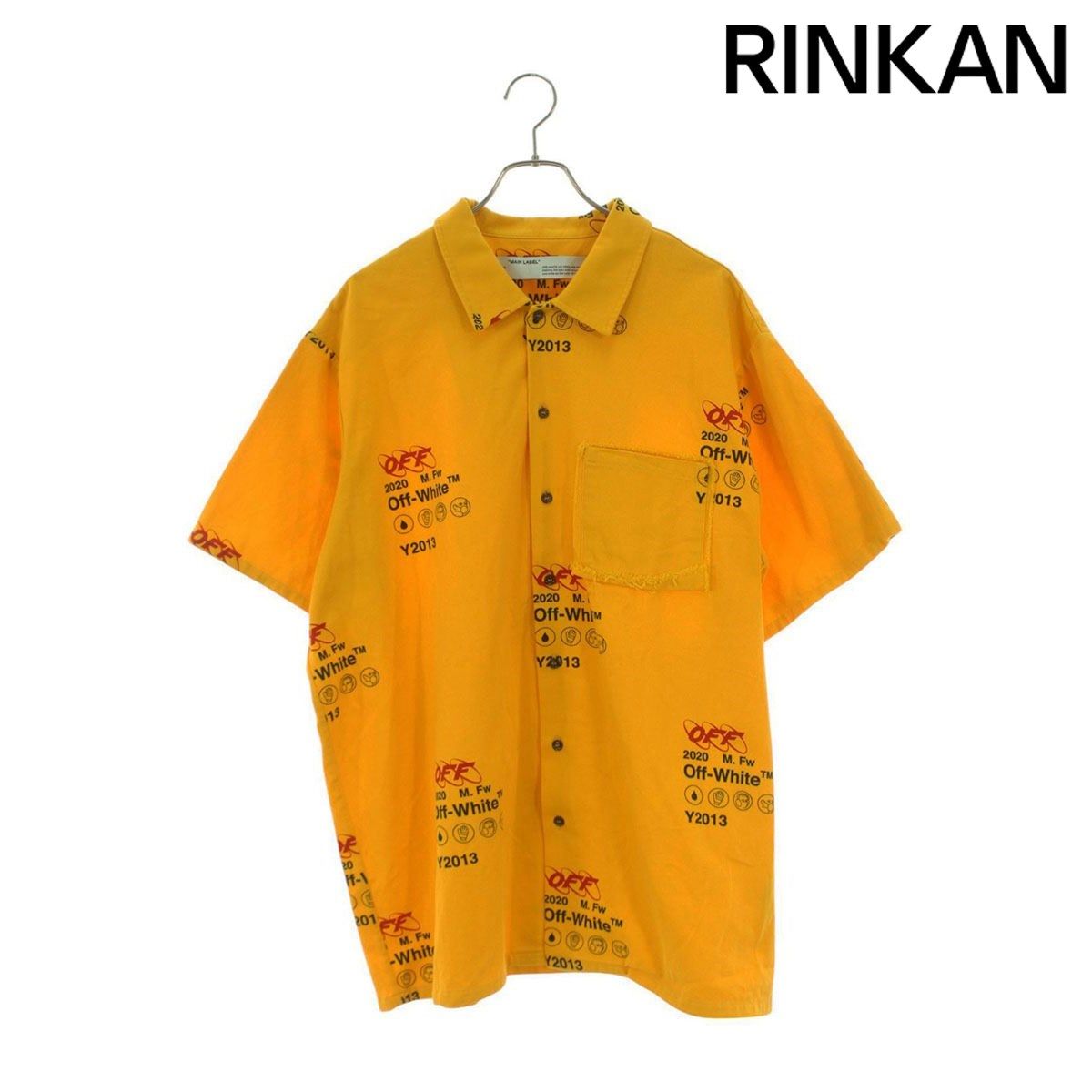 オフホワイト  19AW  OMGA090F19F34003 インダストリアルワーク半袖シャツ メンズ L