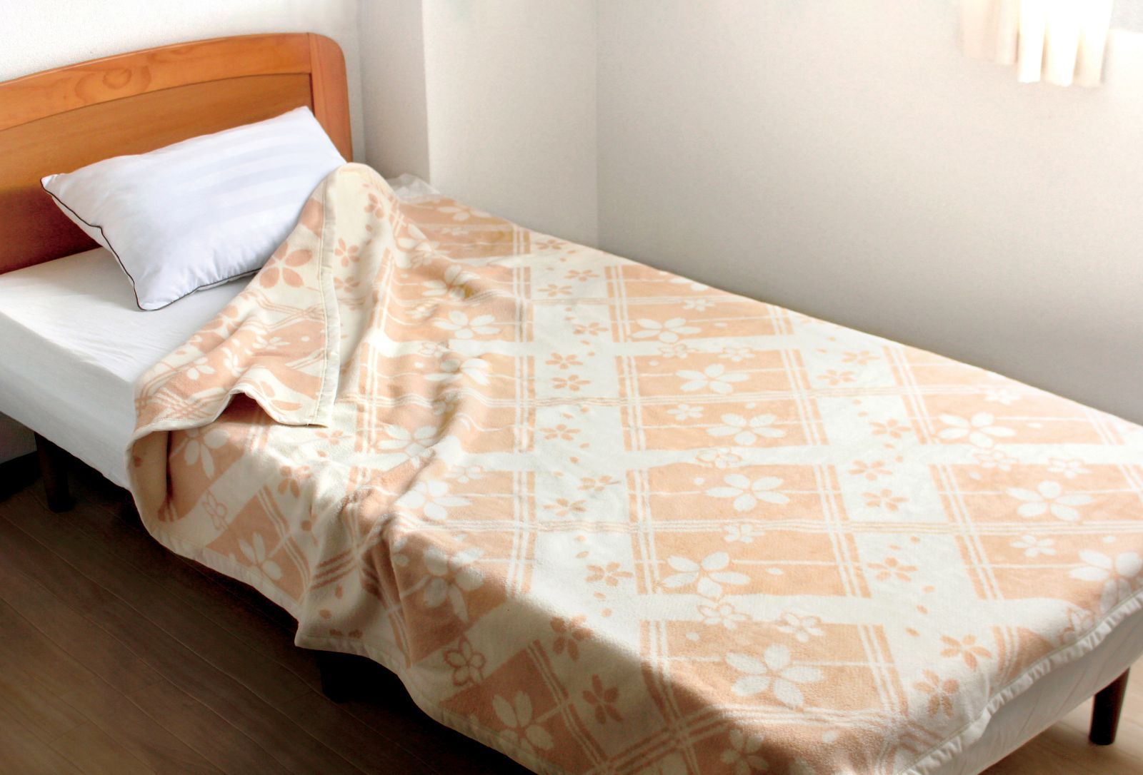 大自然本舗 ~桜格子~ 肌にやさしい自然色の綿毛布2枚セット