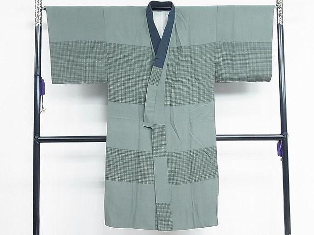 平和屋1男性　長襦袢　袷　横段文　逸品　CAAD5240nb