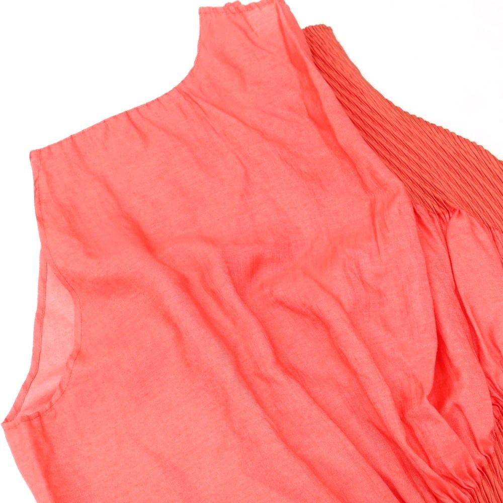  イッセイミヤケ ISSEY MIYAKE 秋冬 ハイネック ノースリーブ チュニック コーラルピンク サイズ表記なし L位 レディース ノースリーブ チュニック