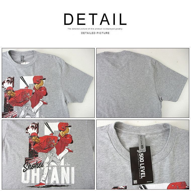 500 LEVEL 大谷翔平クルーネック半袖Tシャツ MLBPLAYERS MLB公認 500 LEVEL 大谷翔平クルーネック半袖Tシャツ MLBPLAYERS MLB公認