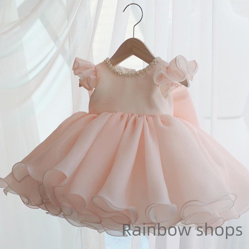 【新品未使用】子供 ドレス ベビードレス 女の子 キッズドレス フォーマルドレス ワンピース 子供服 チュールドレス セレモニードレス ベビー ドレス 結婚式 お宮参り フリル お祝い プレゼント gdcp15