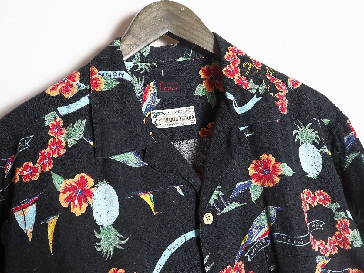 希少 美品 PAPAS ISLAND パパス アイランド アロハ シャツ 半袖