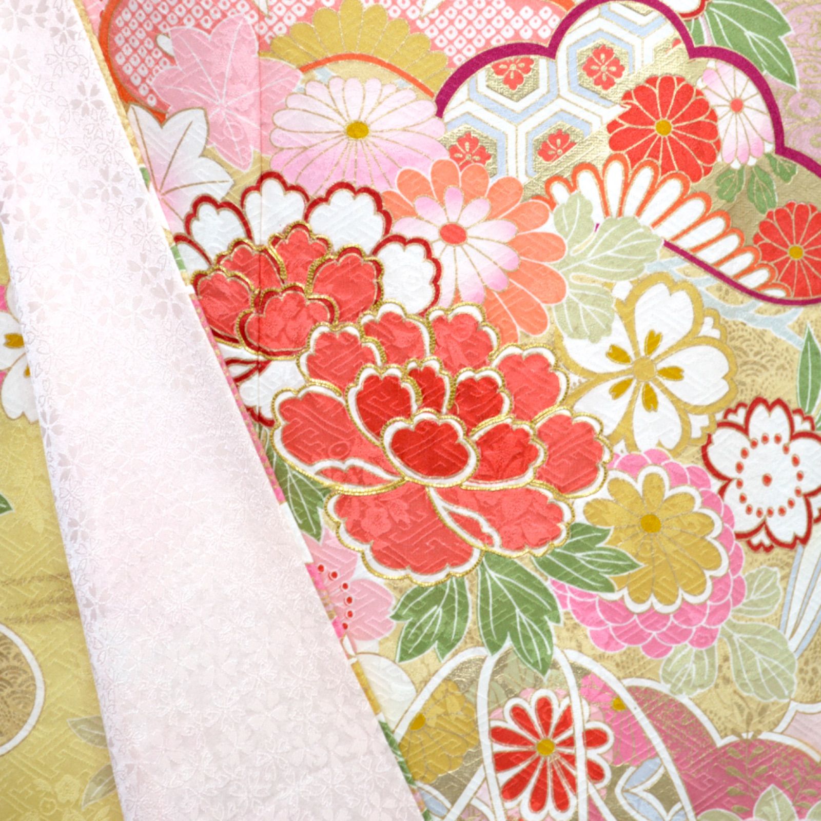 美品》正絹 振袖フルセット S〜Mサイズ 成人式 振袖セット 金駒刺繍