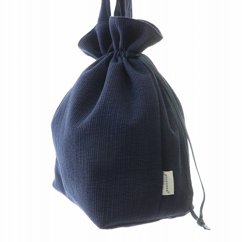 美品　ピオヌンナル something ネイビー ピオヌンナル pionunnal something サムシング 巾着バッグ