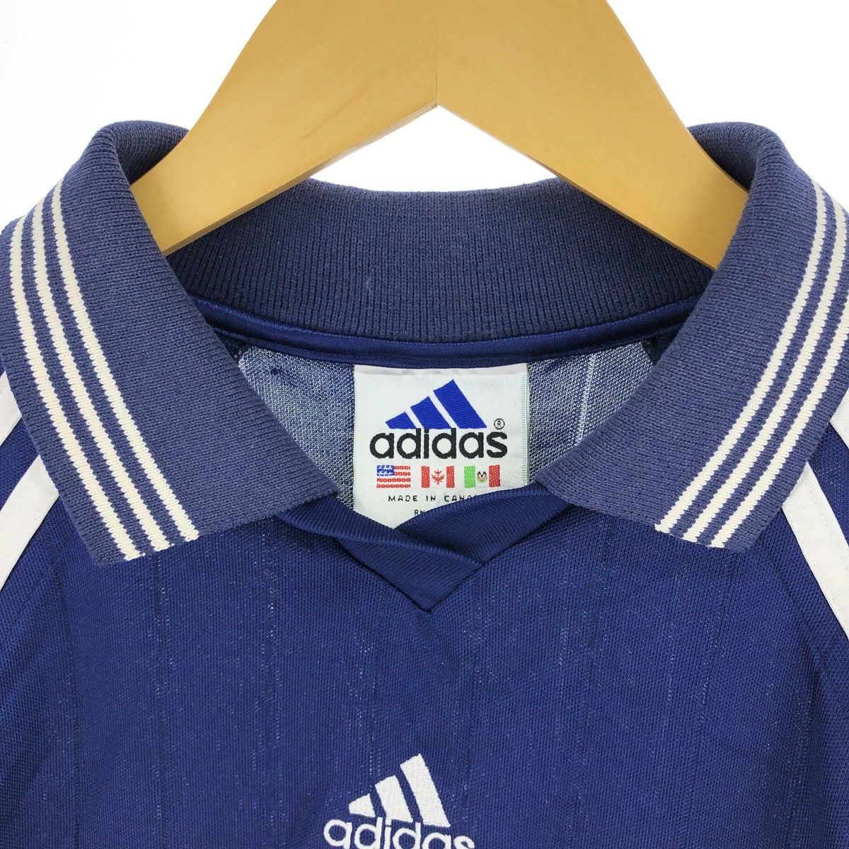 古着 90年代 アディダス adidas Vネック 襟付き サッカーユニフォーム