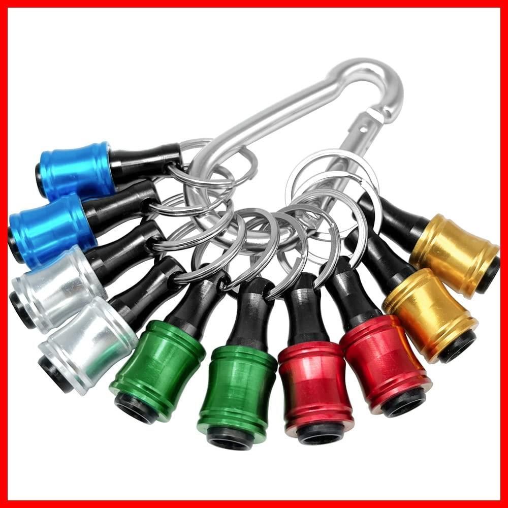 速発送S 10個組ビットホルダー 引き下げ式 キーダプター カラビナ付き 携帯用 ソケットホルダー インパクトドライバービットホルダー 先端工具 ビット ビットキーホルダー クイックキャッチャー 六角シャンクに適合