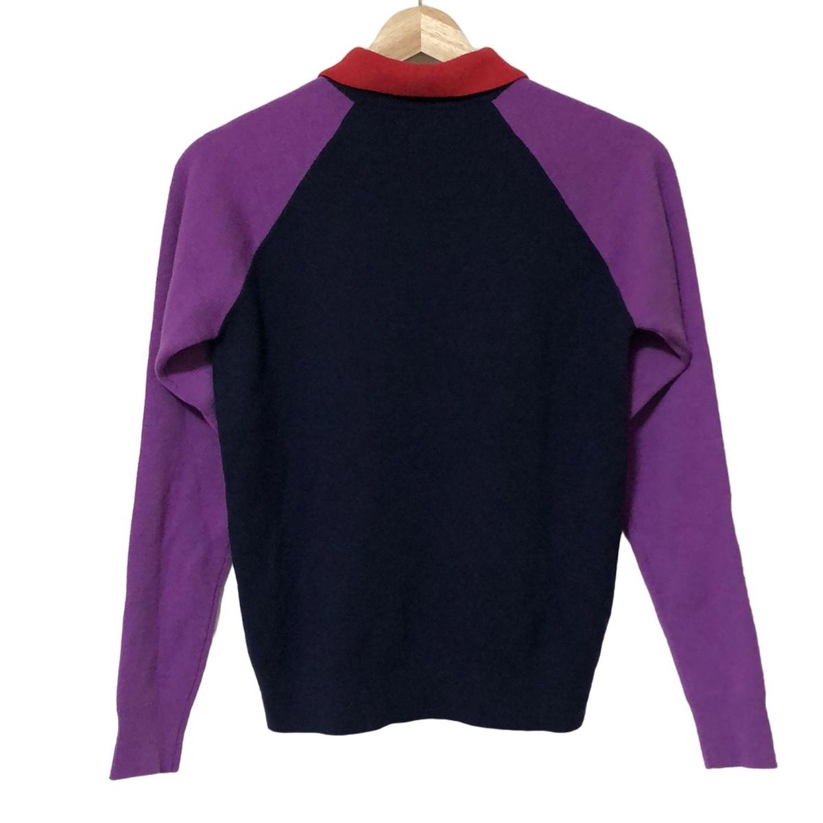 archivio アルチビオ 長袖セーター サイズ36 S レディース - ダークネイビー×レッド×パープル レギュラーカラー|ラインストーン