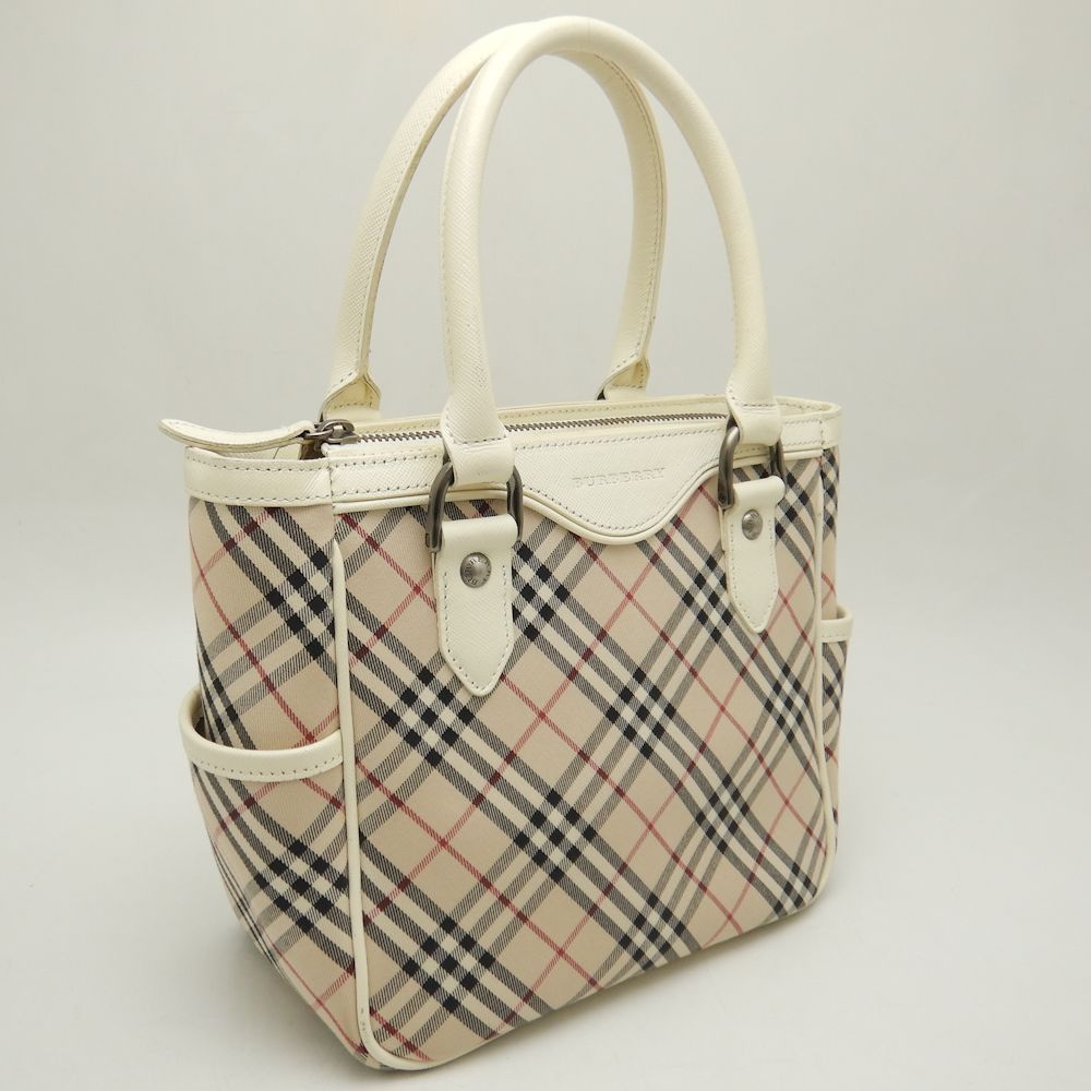 BURBERRY バーバリー ノバチェック ハンドバッグ キャンバス × レザー ...