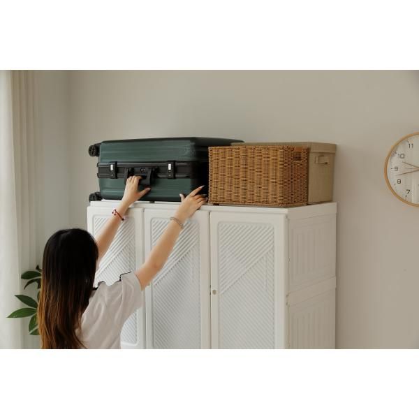 ワードローブ クローゼット 幅104x高さ170cm 折りたたみ式 衣装タンス ハンガーラック付き ワードローブ 折りたたみ式ラック 収納ラック 扉付き 洋服ダンス MARWIL-DEMENAGEMENTS_CH