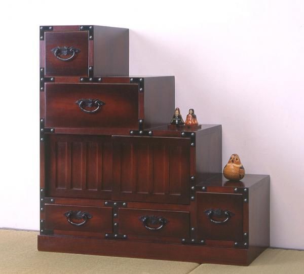 民芸調 階段箪笥 右下がり アート 美術品 骨董品 民芸品 工芸品 民芸品