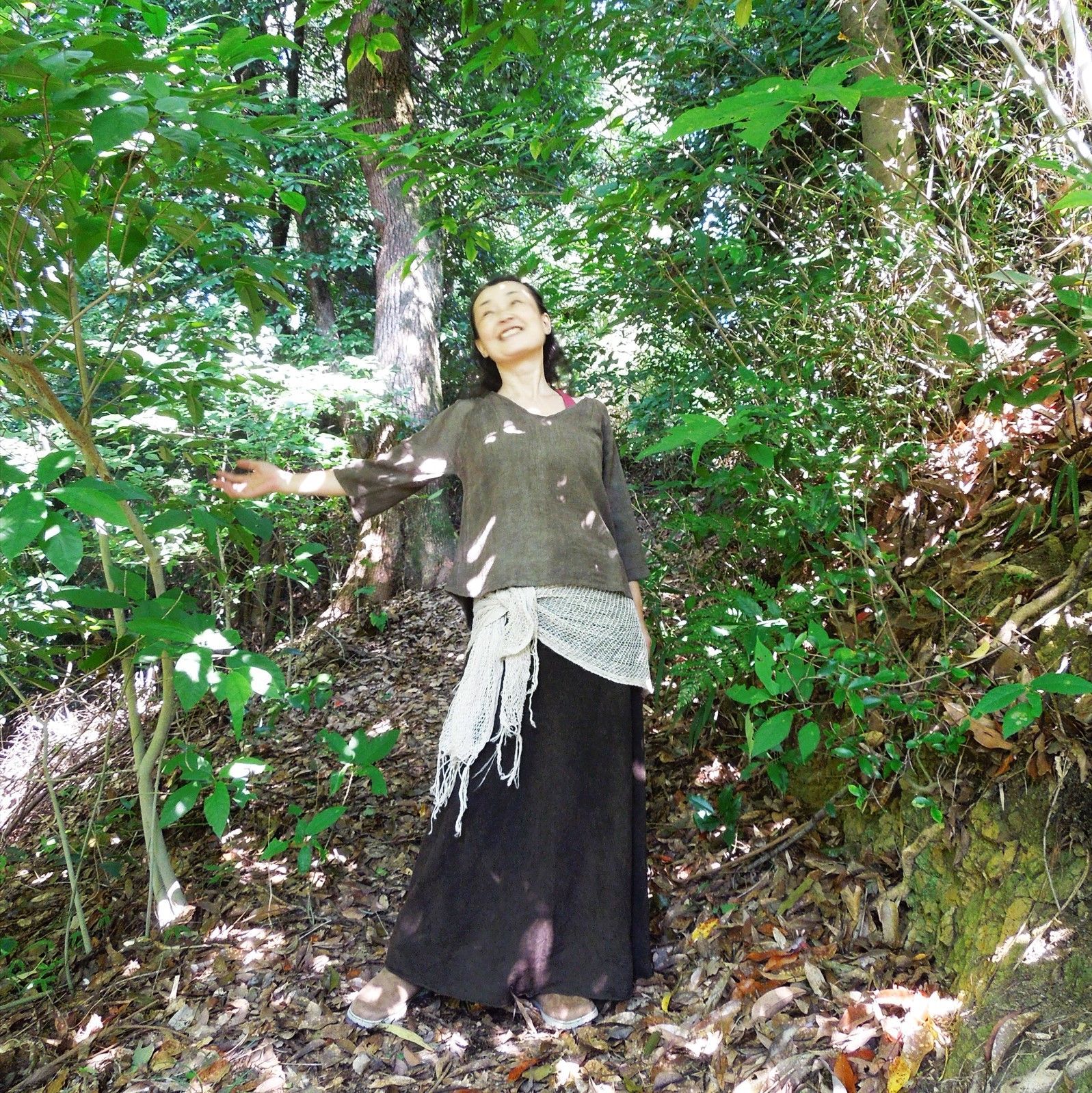 お取り寄せ】ヘンプのロングスカート121○草木染め麻墨グレー - メルカリ 