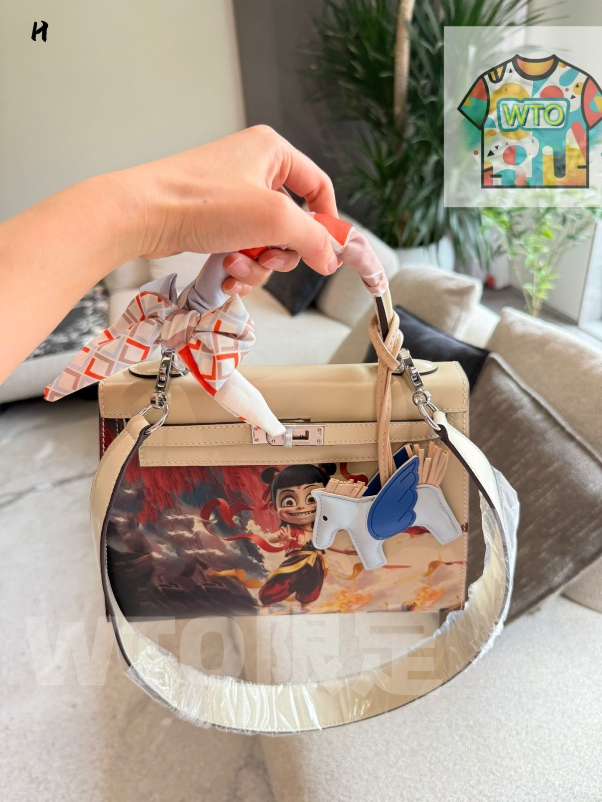 エルメス❣️ケリーバッグ用❣️ボックス！美品 今日WTO】Herm?s Kelly Box Leather 25cm NEZHA Co-Branded