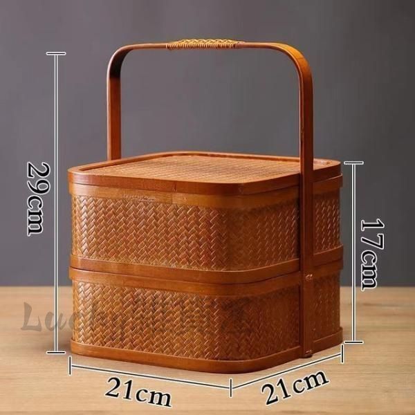 竹細工　竹籠　茶道具入れ 旅行用の茶籠竹の箱 収納ボックス 携帯茶器入れ茶道具竹編細工籠