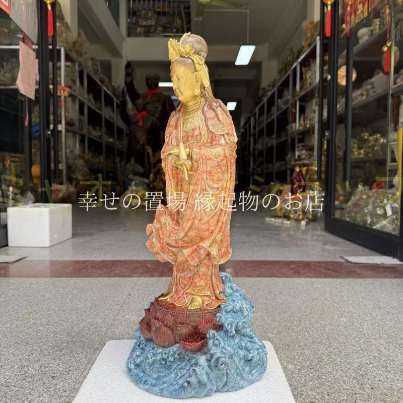 翡翠もしくはクルソ緑石製 座っている弥勒菩薩象約22cm M-481
