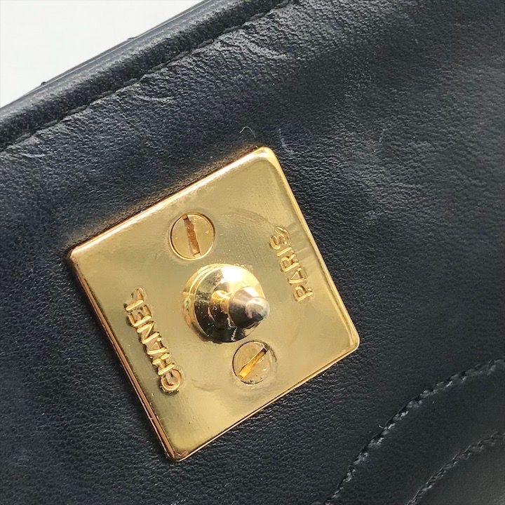 良品 CHANEL シャネル ココマーク マトラッセ ラムスキン プッシュロック チェーン ショルダー バッグ ブラック レディース a8389 CHANEL - 良品 CHANEL シャネル ココマーク マトラッセ ラムスキン