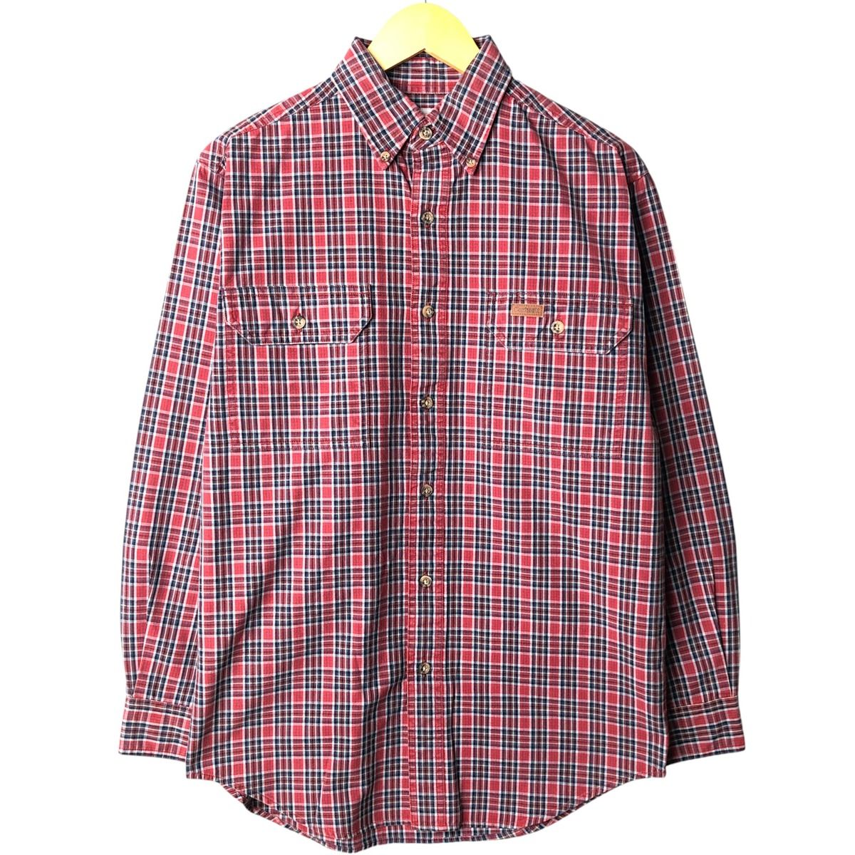 Carhartt ワークシャツ ステッチチェック Mサイズ 古着 カーハート Carhartt チェック柄 長袖 ボタンダウン ワーク