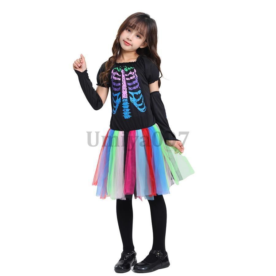 ハロウィン コスプレ 女の子 衣装 魔女 子供 コスプレ 仮装 キッズ ワンピース コスチューム 洋服 ワンピース Halloween 姫系 カラフルドレス 魔法使い 悪魔 新品