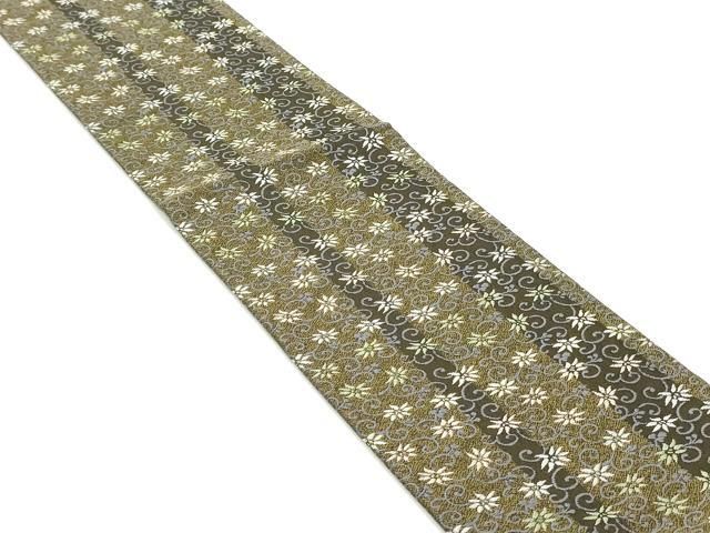 平和屋着物 半幅帯 唐織 花唐草間道 正絹 DAAW6962ob