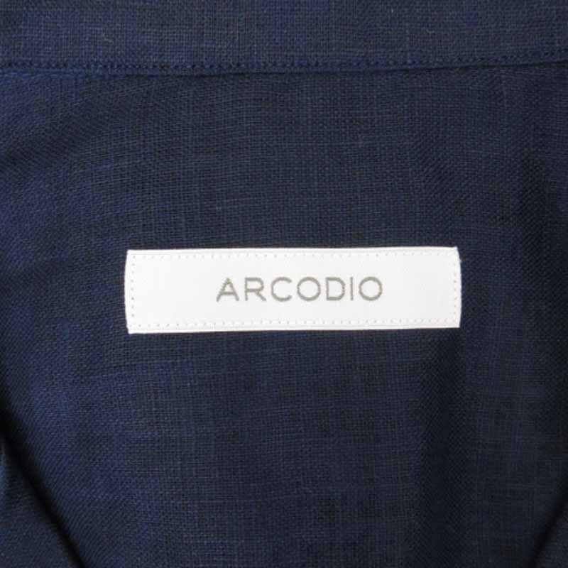 【試着のみ】アルコディオ ARCODIO フレンチリネン 半袖プルオーバー M フレンチリネン 半袖プルオーバー col.ブラウン - ARCODIO