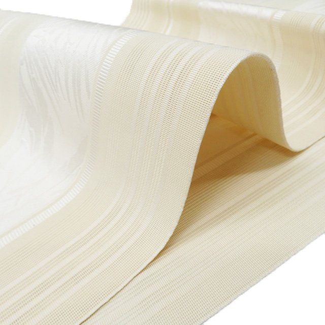 未使用品 開き名古屋帯 博多織 絽 夏 夏帯 クリーム 長さ3m64cm 正絹 夏物 名古屋帯 リサイクル 正絹 本場筑前博多織 紗献上 紗 全通