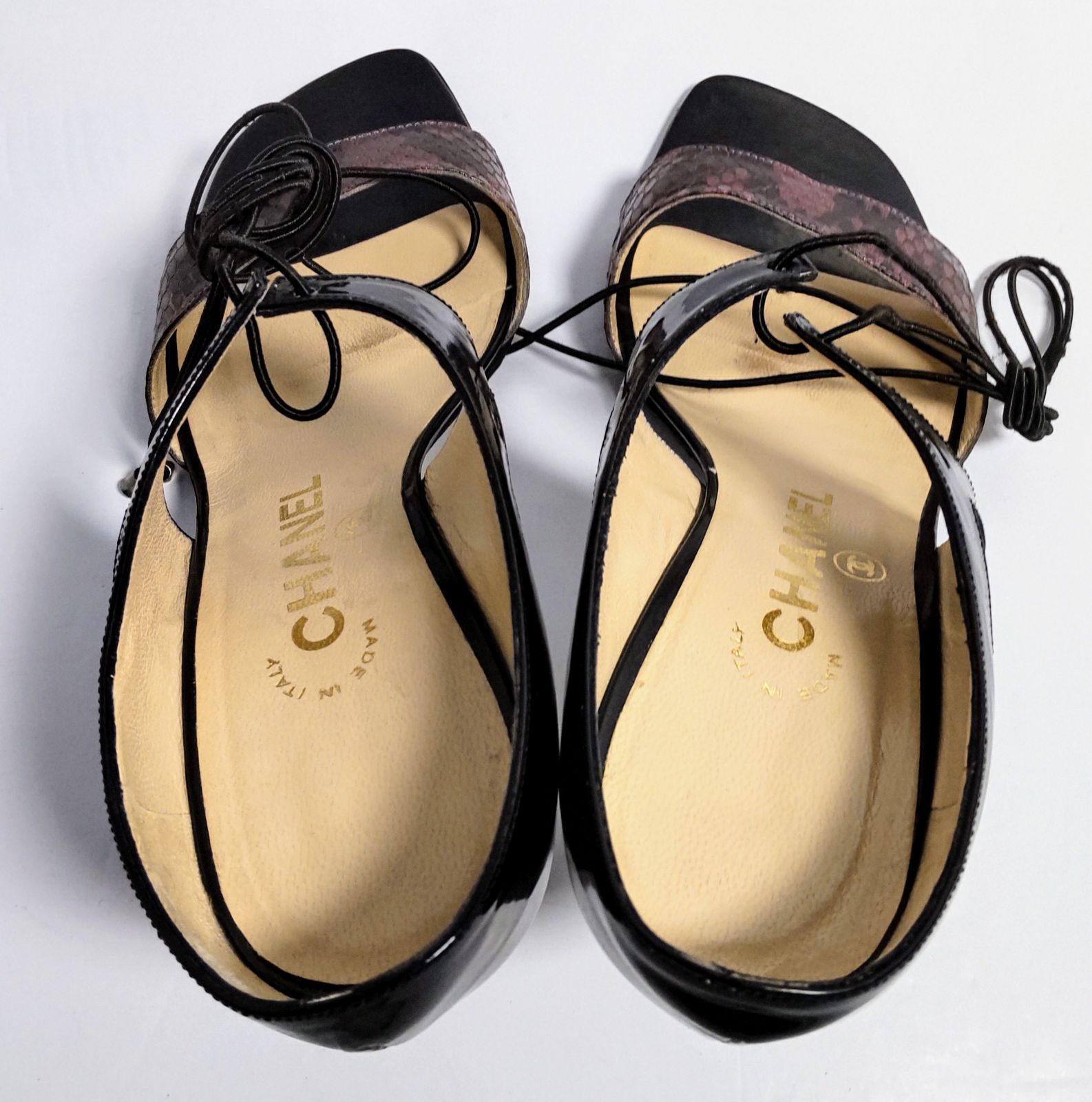 USED中古品】 CHANEL シャネル ヒール パンプス 靴 紐ストラップ 