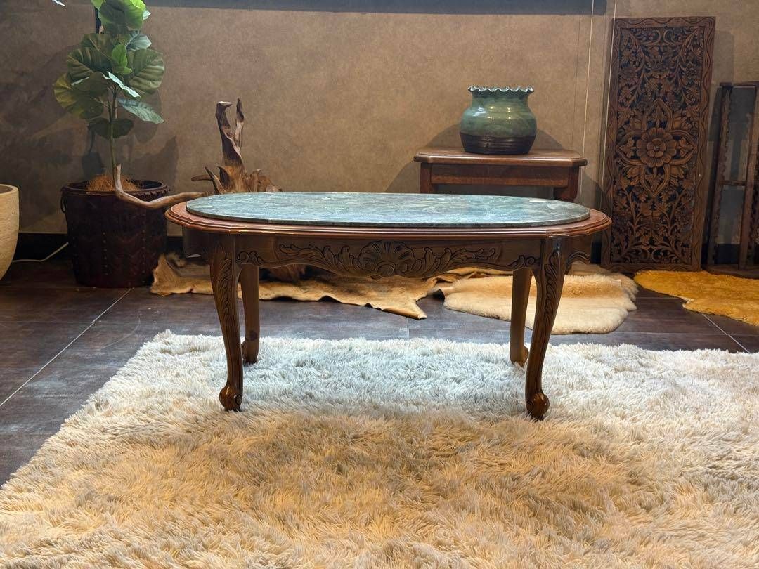 大理石　猫脚　ローテーブル　アンティーク 大理石猫脚ローテーブルアンティーク