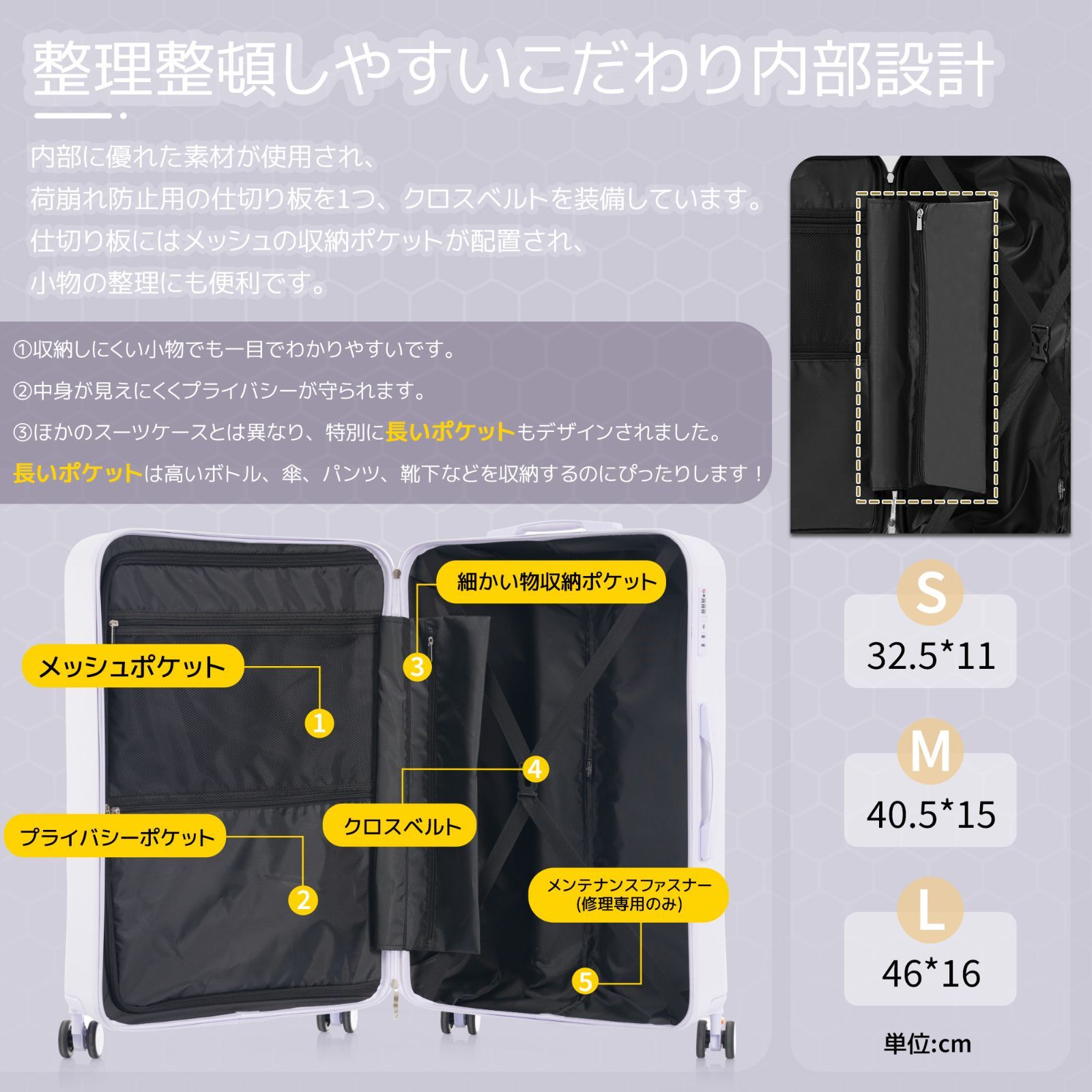 超軽量キャリーバッグ｜Sサイズ｜TSAロック｜360°キャスター｜N504P180000Z