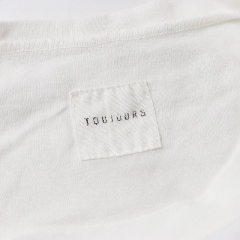 美品 トゥジュー TOUJOURS コットン透かしニットヘンリーTシャツ F/ホワイト カットソー 半袖 トップス【2400014507010】 美品 トゥジュー TOUJOURS コットン透かしニットヘンリーTシャツ