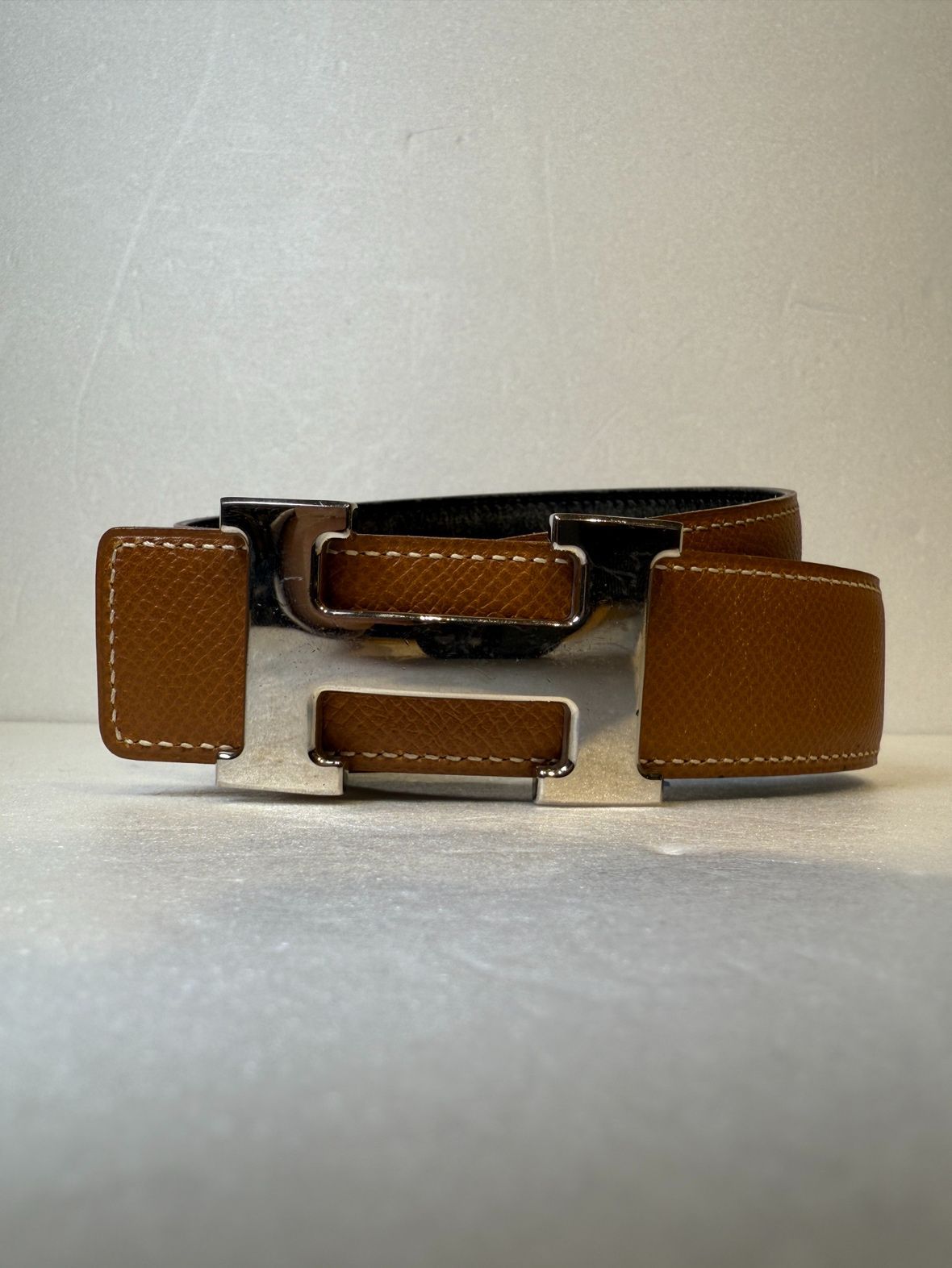 エルメス　ベルト　65 ヴィンテージ　ブラックゴールド HERMES エルメス ダブルH ベルト 65サイズ 〇のZ刻 ブラック 黒