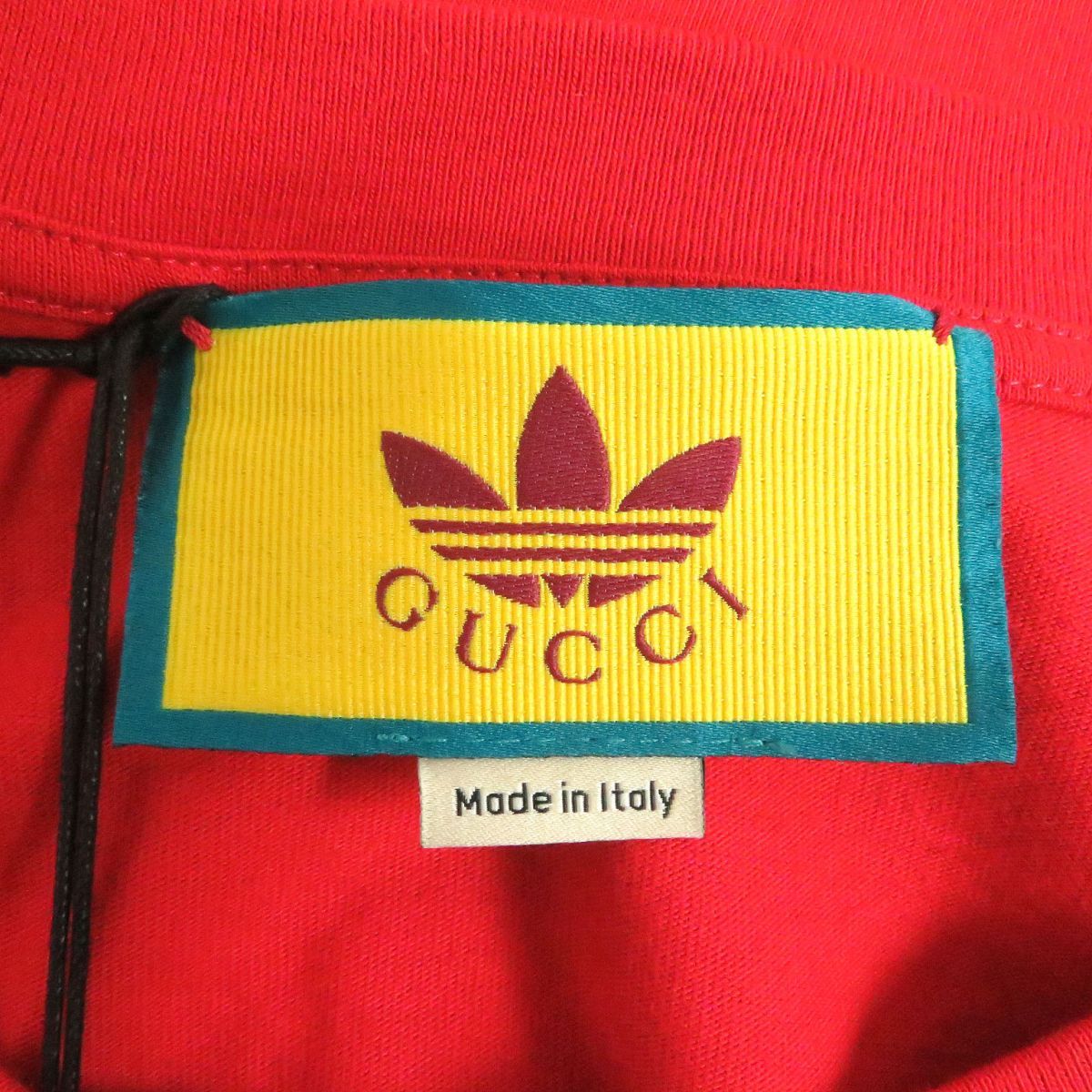 未使用品□22SS GUCCI×adidas グッチ アディダス 616036 トレフォイル ロゴプリント 半袖Tシャツ/カットソー レッド L  イタリア製 正規品 - メルカリ