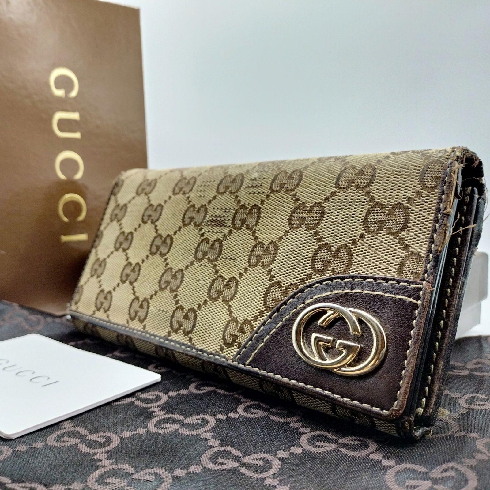 グッチ GGキャンバス 二つ折り長財布 204836 ブラウン GG グッチ 二