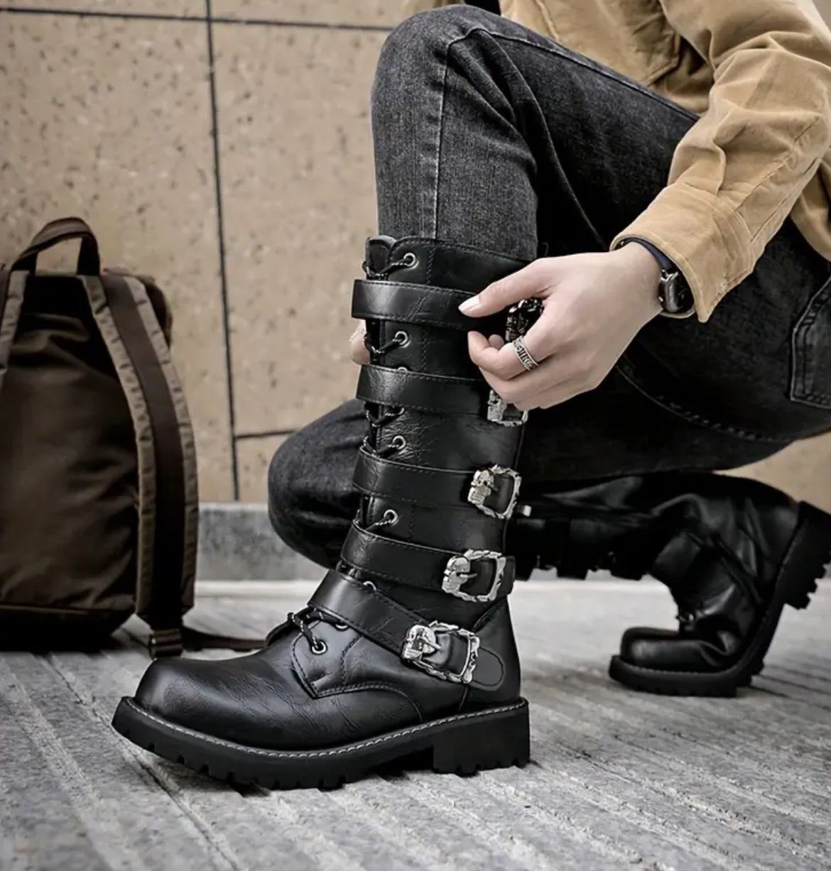 バイクブーツ 革ブーツ ロングブーツ メンズシューズ イヤー