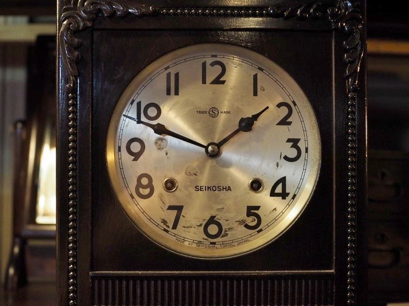 SEIKOSHA レトロ柱時計 実働ですが今の時計ほど正確ではありません 昭和前期 古録展 品番C300