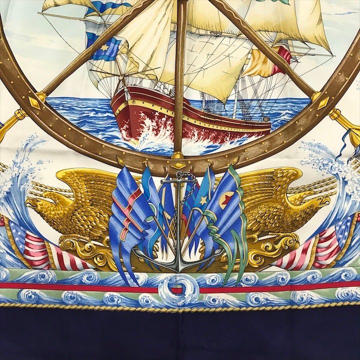 美品 HERMES エルメス 大判 スカーフ シルク 100パーセント カレ90 風