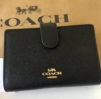 COACH 新品 ブラック 折り財布 コーチ メンズ レディース 財布 W02