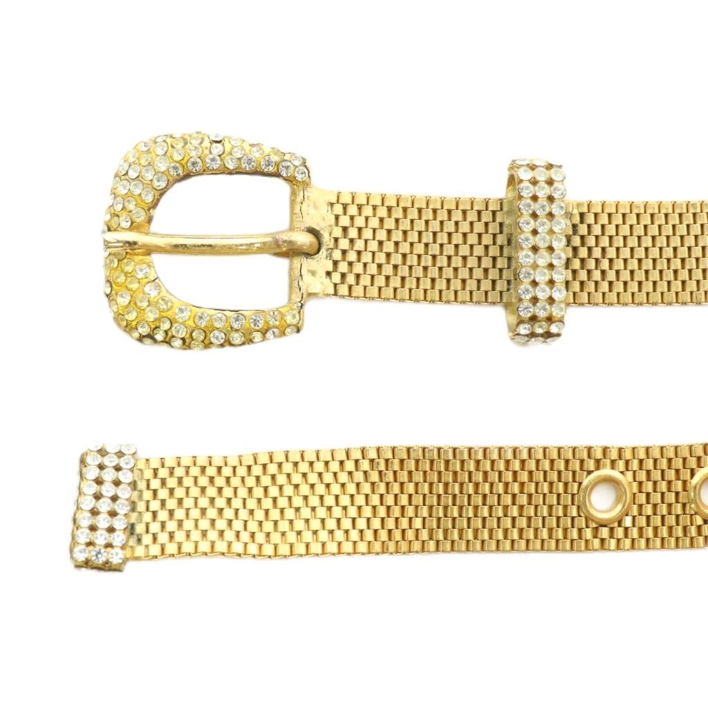 日本全国無料配達! ドルチェ-ガッバーナ ドルガバ DOLCE-GABBANA ベルト ハトメ ラインストーン ゴールド金具 ゴールド色 XZ GY11 都会的な