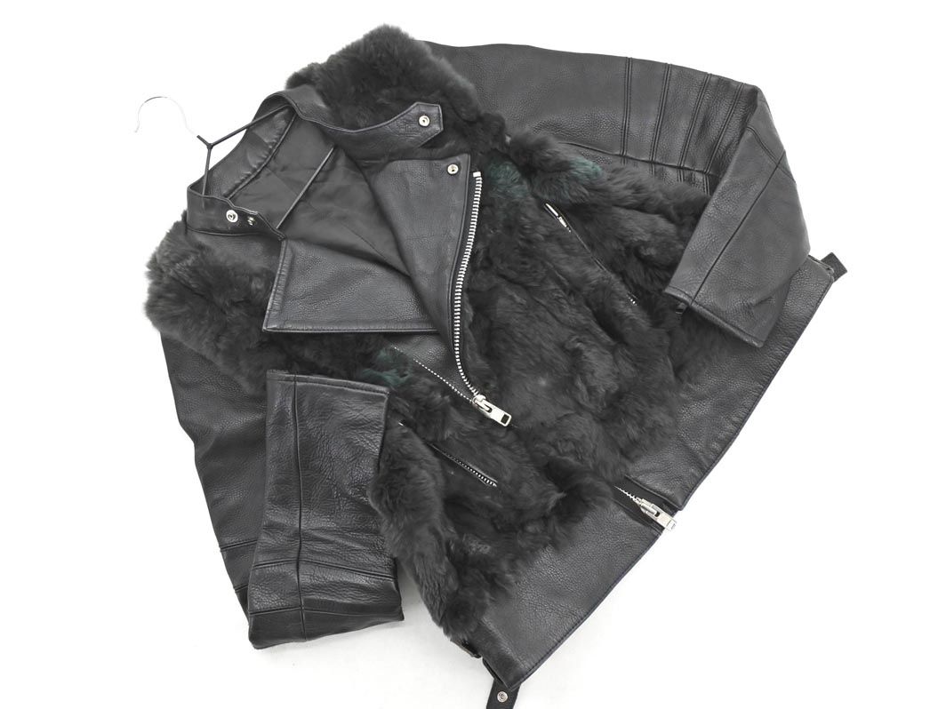 sacai サカイ リアルファー 2WAY ベスト ライダース ジャケット size2|黒 ◎レディース
